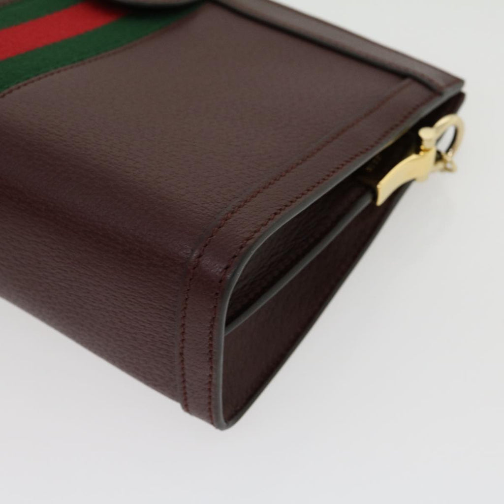 GUCCI Marmont WebSherry Line Shoulder Bag Leather Red 503877493075 lt580