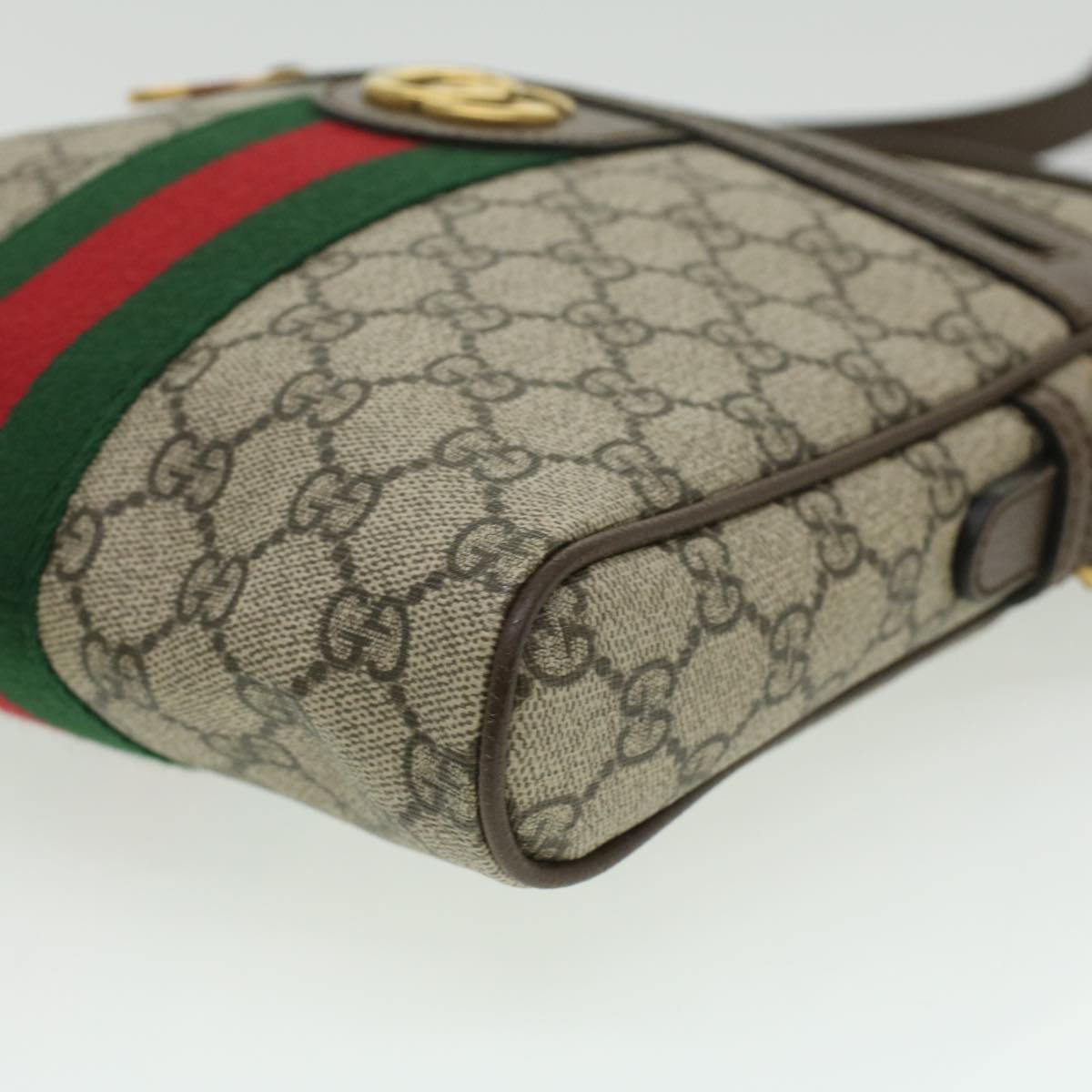 GUCCI GG Canvas Web Sherry Line Shoulder Bag Beige Red Green lt689