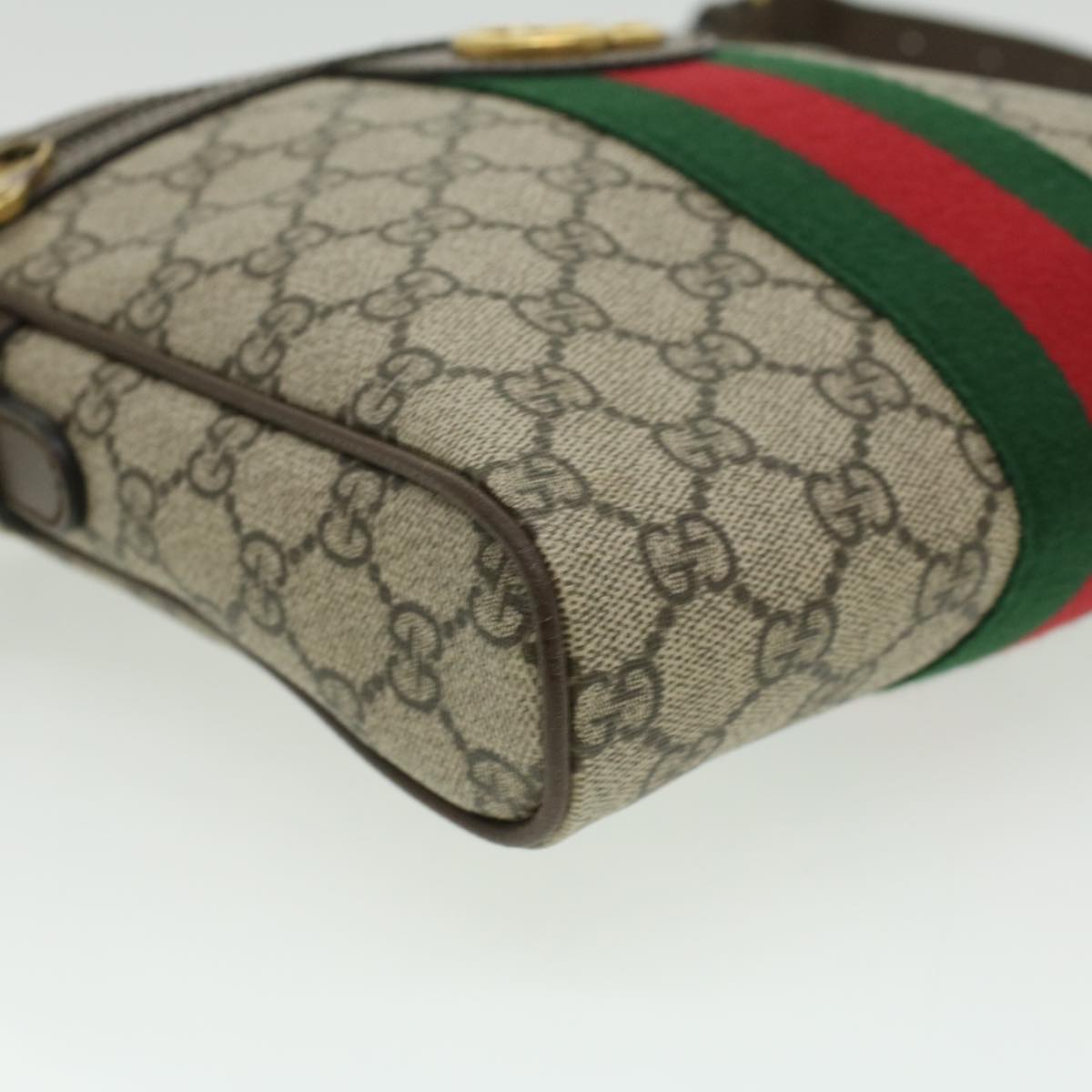 GUCCI GG Canvas Web Sherry Line Shoulder Bag Beige Red Green lt689
