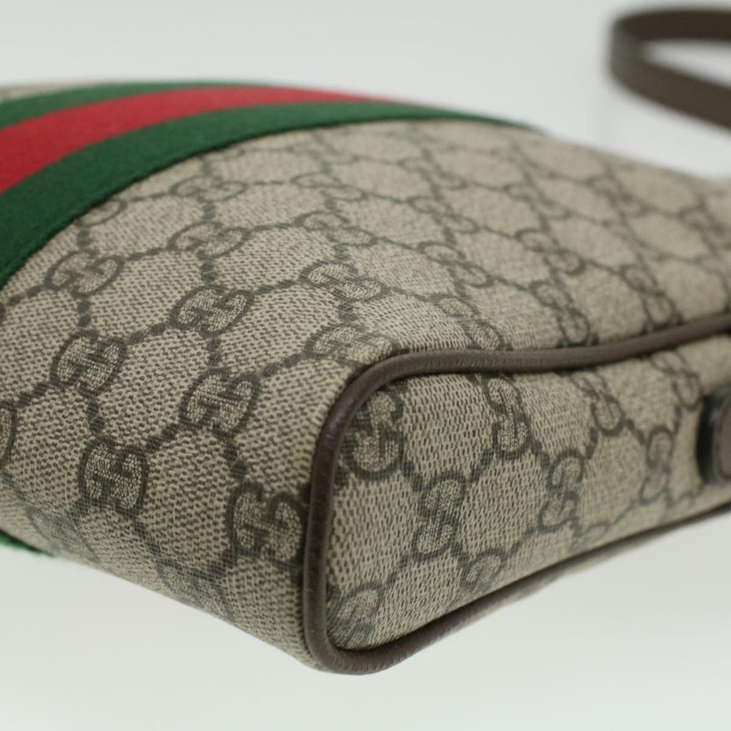 GUCCI GG Canvas Web Sherry Line Shoulder Bag Beige Red Green lt689