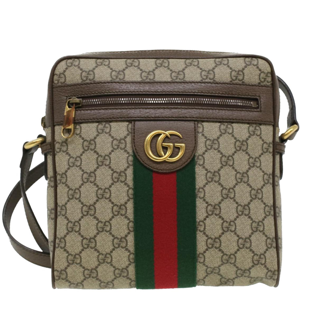 GUCCI GG Canvas Web Sherry Line Shoulder Bag Beige Red Green lt689