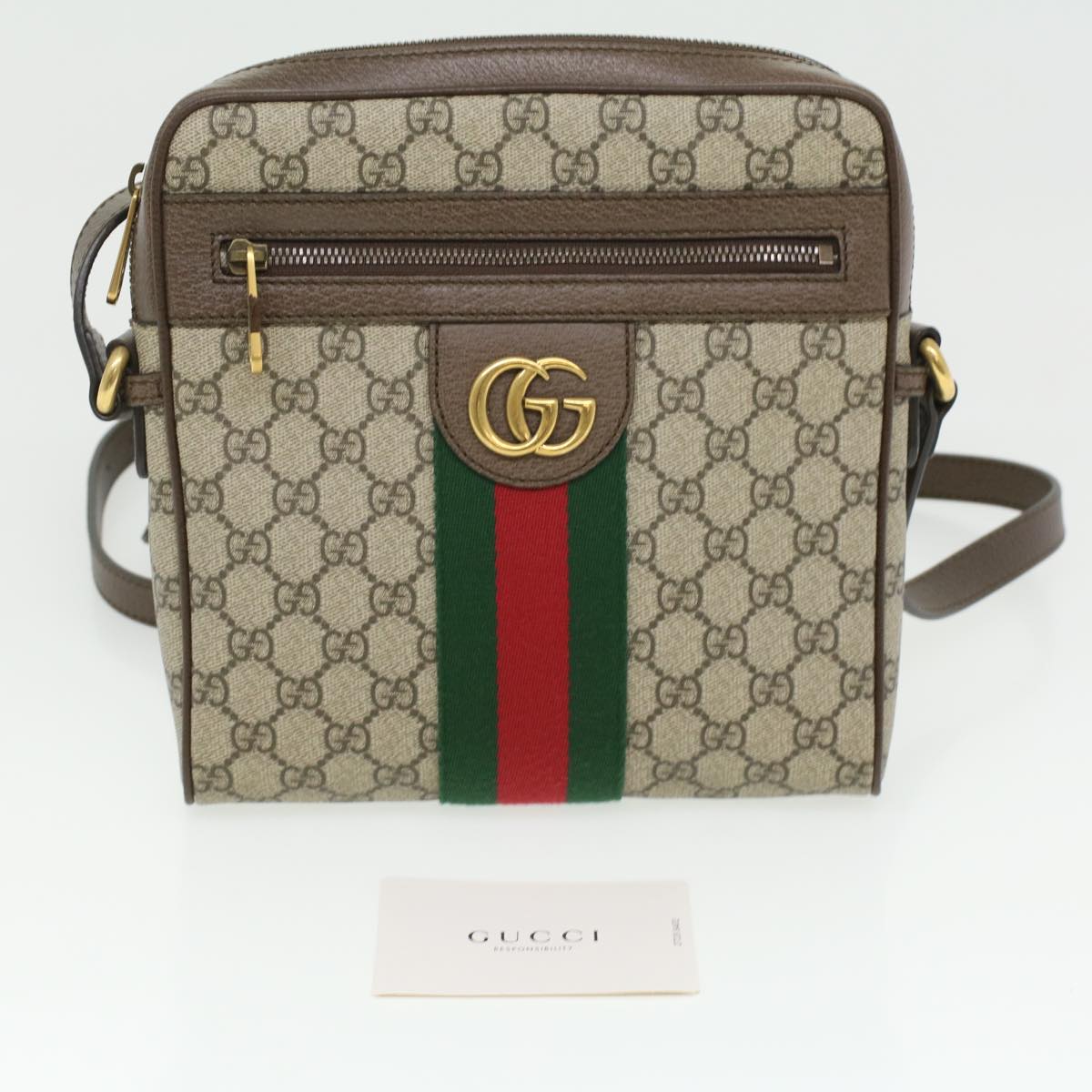 GUCCI GG Canvas Web Sherry Line Shoulder Bag Beige Red Green lt689