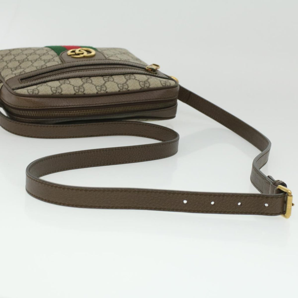 GUCCI GG Canvas Web Sherry Line Shoulder Bag Beige Red Green lt689