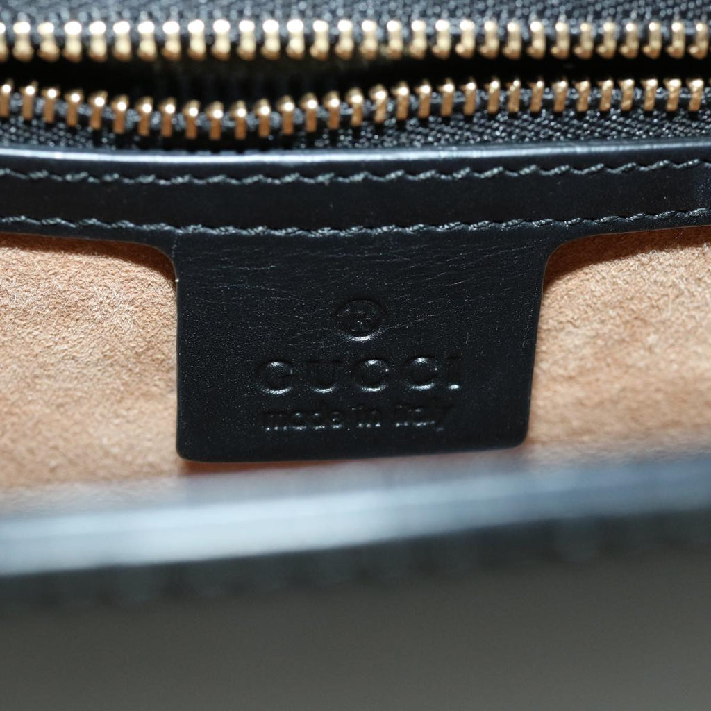 GUCCI Web Sherry Line Silvi Shoulder Bag Leather Black Green 421882 lt690