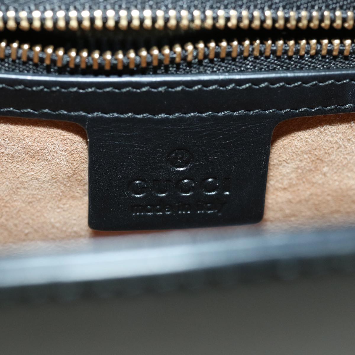 GUCCI Web Sherry Line Silvi Shoulder Bag Leather Black Green 421882 lt690