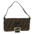FENDI Zucca Canvas Mamma Baguette Shoulder Bag Brown lt691
