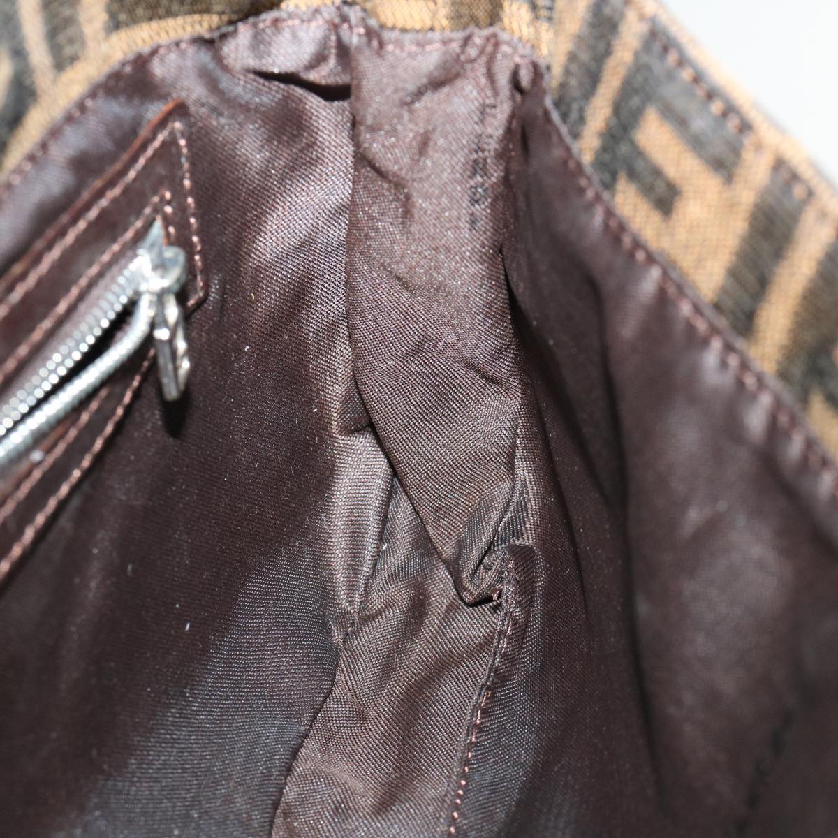 FENDI Zucca Canvas Mamma Baguette Shoulder Bag Brown lt691