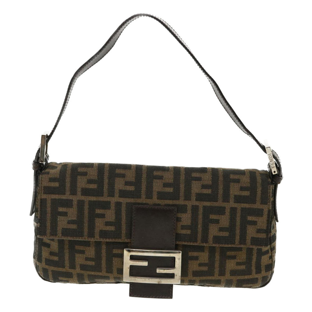 FENDI Zucca Canvas Mamma Baguette Shoulder Bag Brown lt691