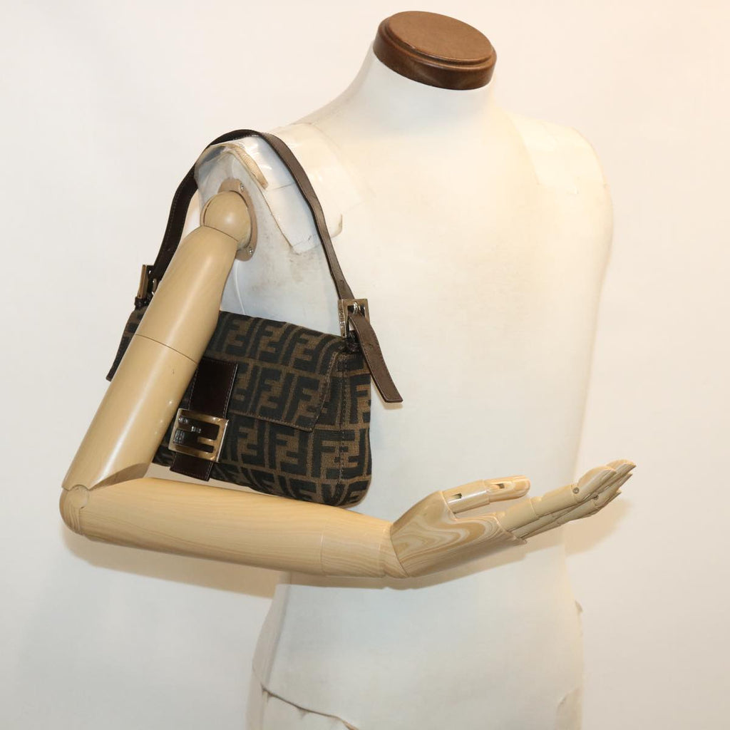 FENDI Zucca Canvas Mamma Baguette Shoulder Bag Brown lt691