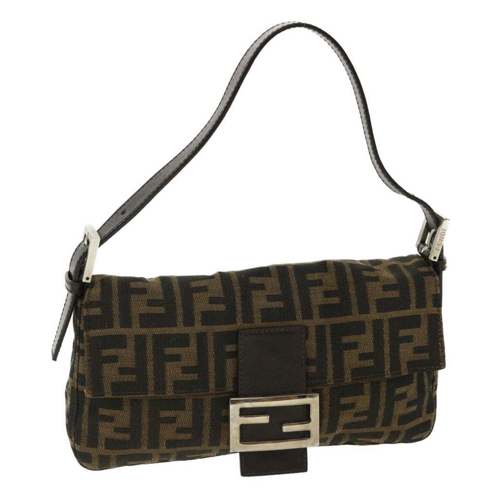 FENDI Zucca Canvas Mamma Baguette Shoulder Bag Brown lt693