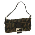 FENDI Zucca Canvas Mamma Baguette Shoulder Bag Brown lt693