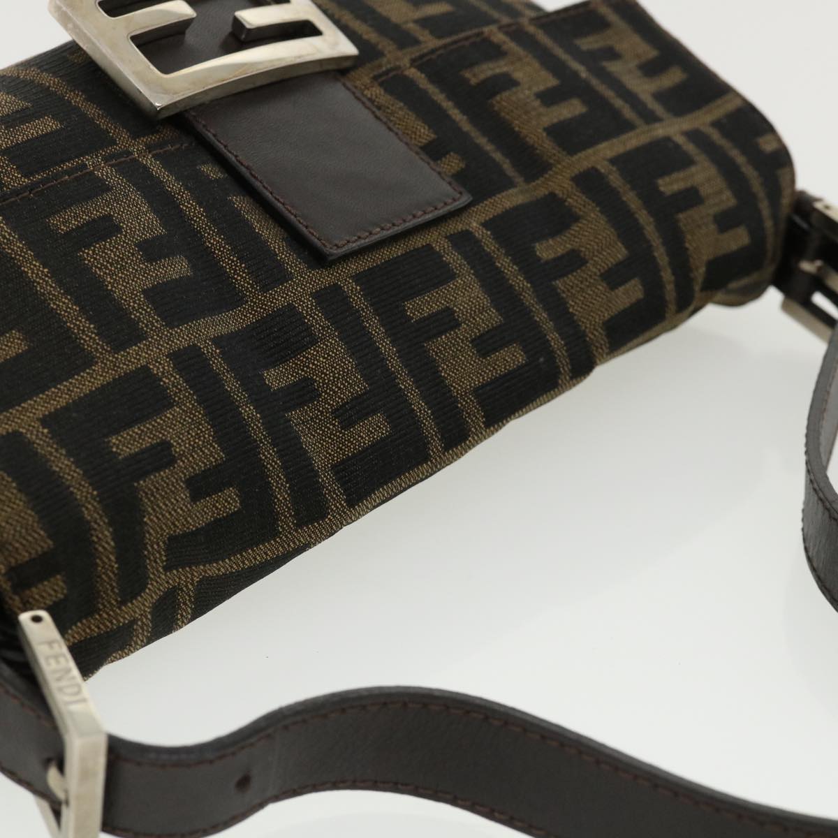 FENDI Zucca Canvas Mamma Baguette Shoulder Bag Brown lt693