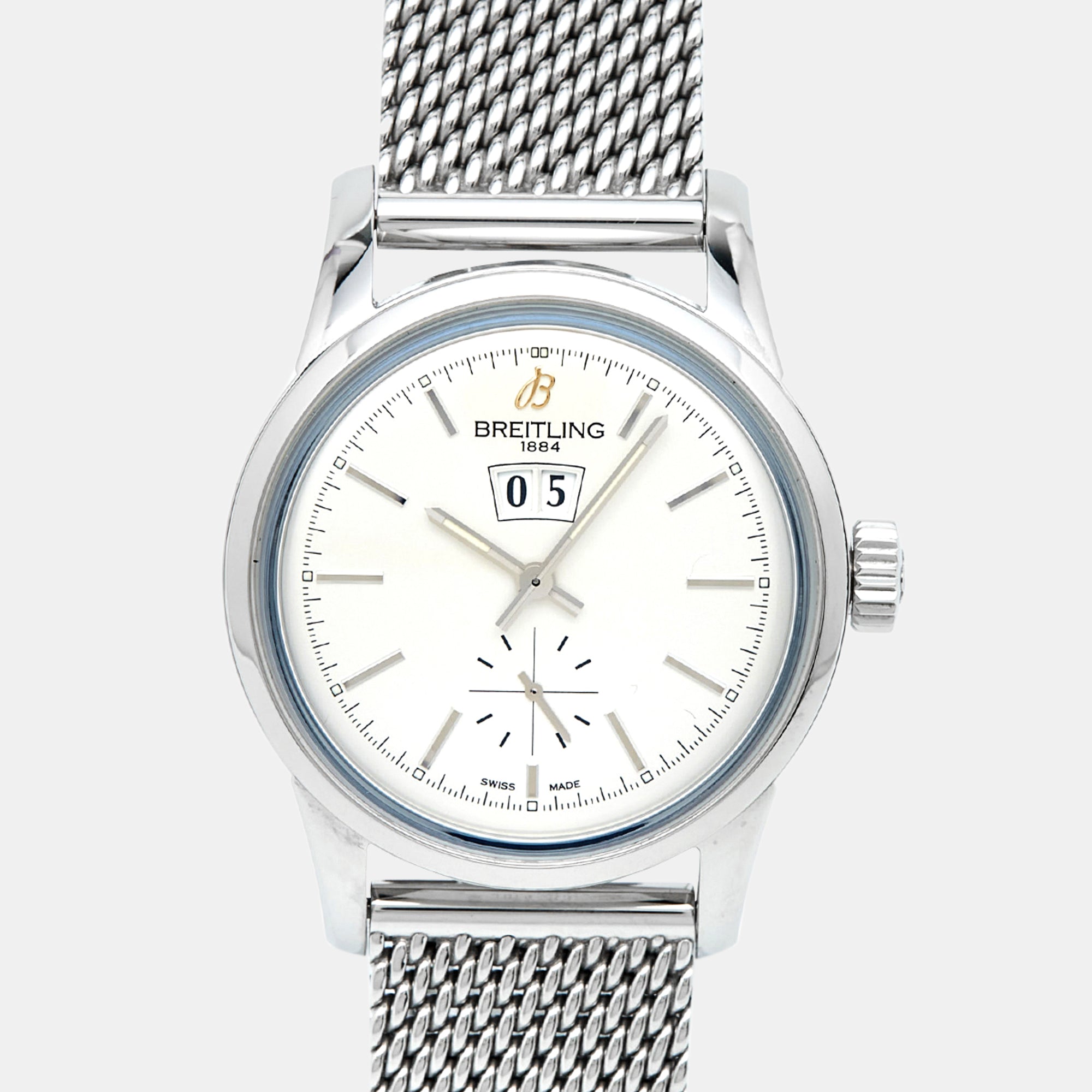 BREITLING Silver Stainless Steel Transocean A1631012/G781 Men's Wristwatch 38 mm