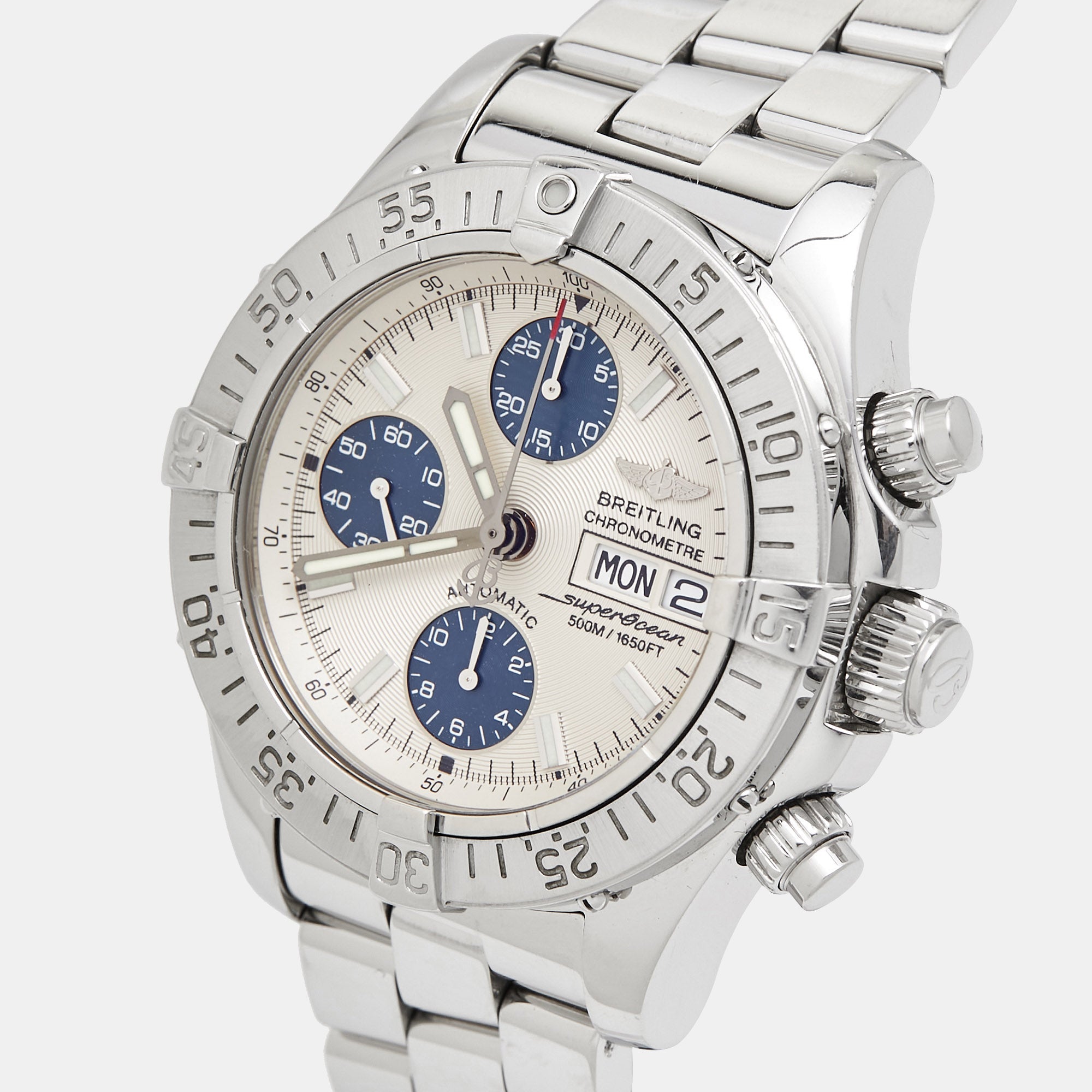 BREITLING Silver Stainless Steel SuperOcean A13340 Men's Wristwatch 42 mm