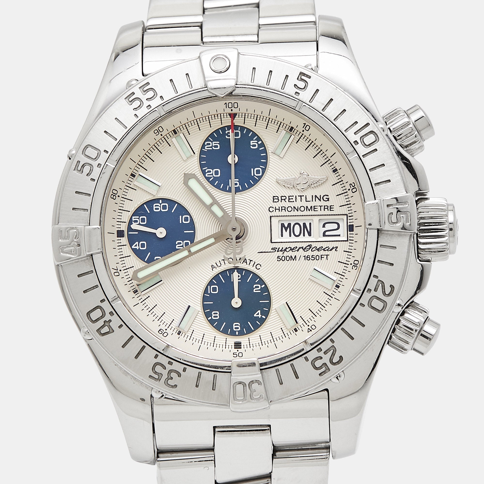 BREITLING Silver Stainless Steel SuperOcean A13340 Men's Wristwatch 42 mm