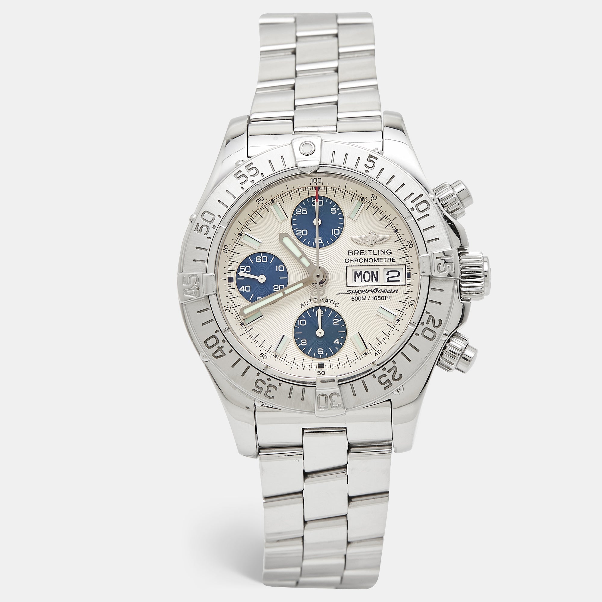 BREITLING Silver Stainless Steel SuperOcean A13340 Men's Wristwatch 42 mm