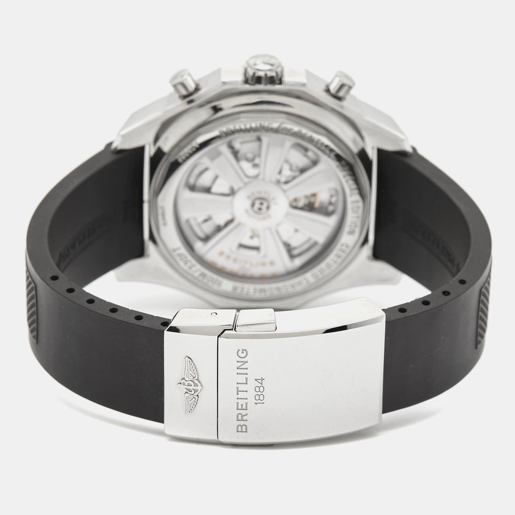 BREITLING for Bentley Silver Stainless Steel Rubber Barnato Racing A25366 Men's Wristwatch 49 mm