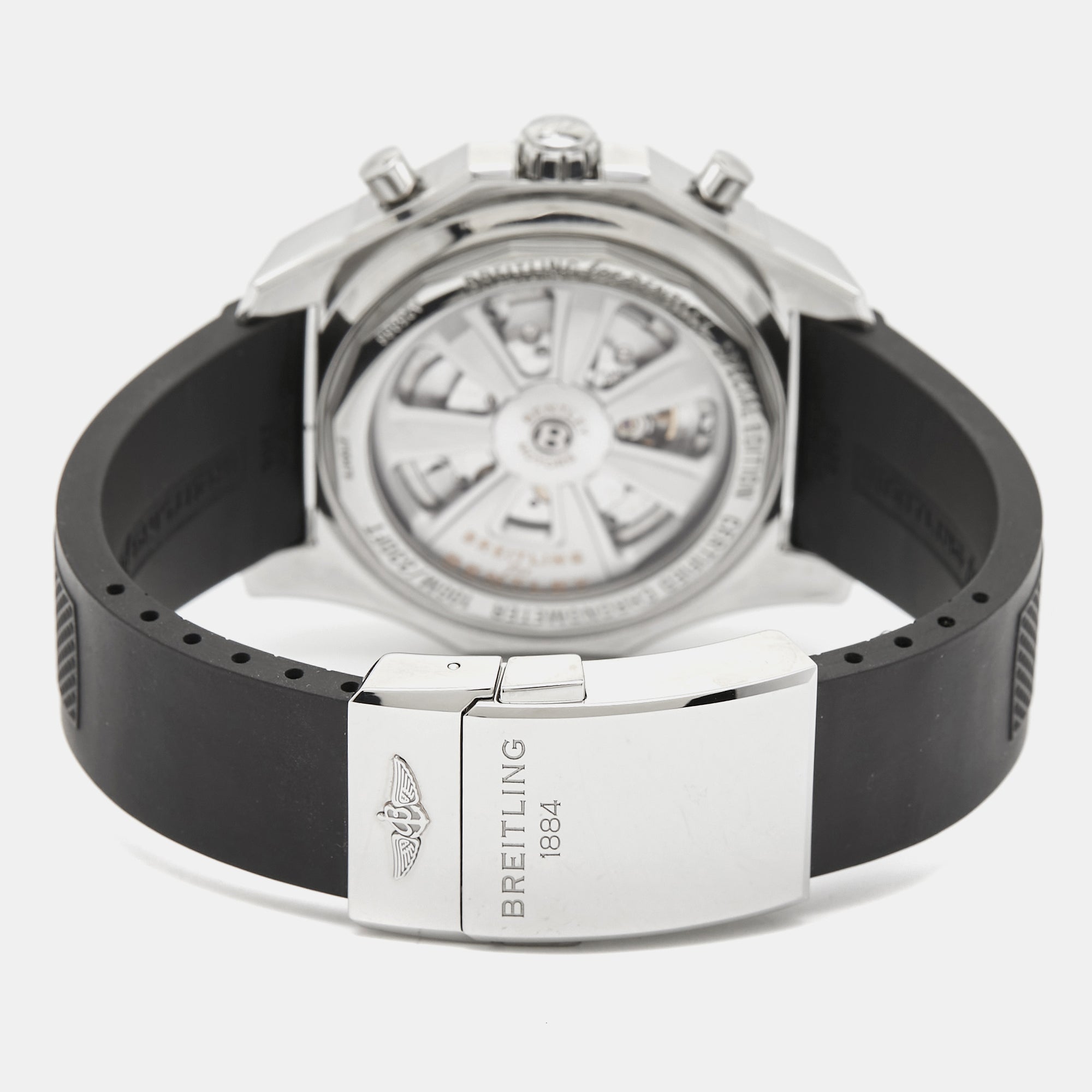 BREITLING for Bentley Silver Stainless Steel Rubber Barnato Racing A25366 Men's Wristwatch 49 mm