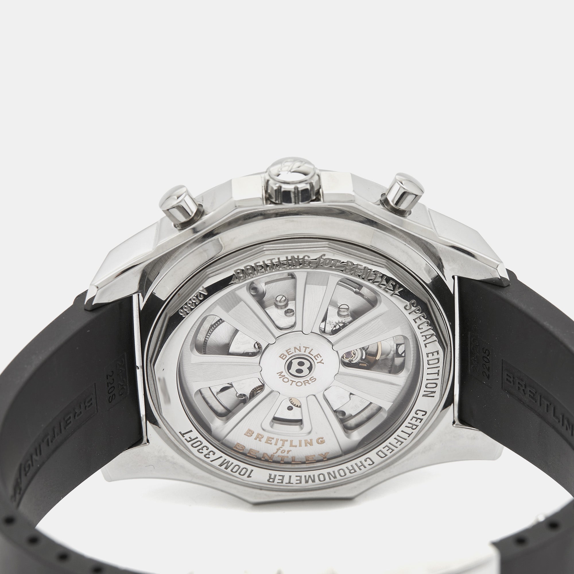 BREITLING for Bentley Silver Stainless Steel Rubber Barnato Racing A25366 Men's Wristwatch 49 mm
