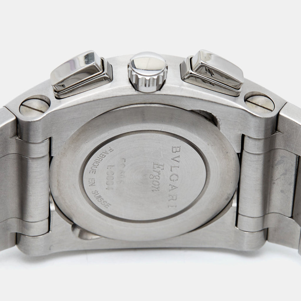 BVLGARI Silver Stainless Steel Ergon EG 35 S CH Men's Wristwatch 35 mm