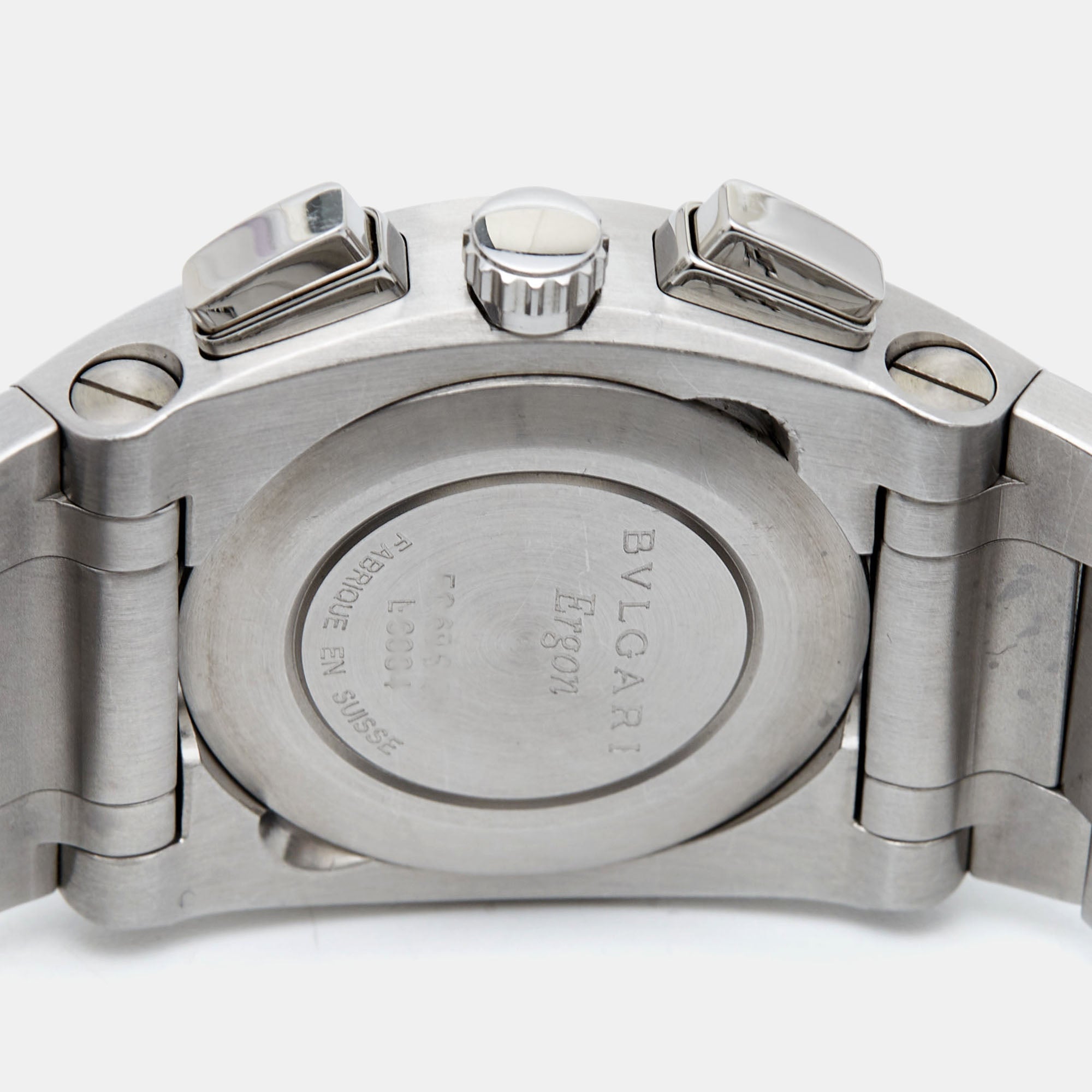 BVLGARI Silver Stainless Steel Ergon EG 35 S CH Men's Wristwatch 35 mm