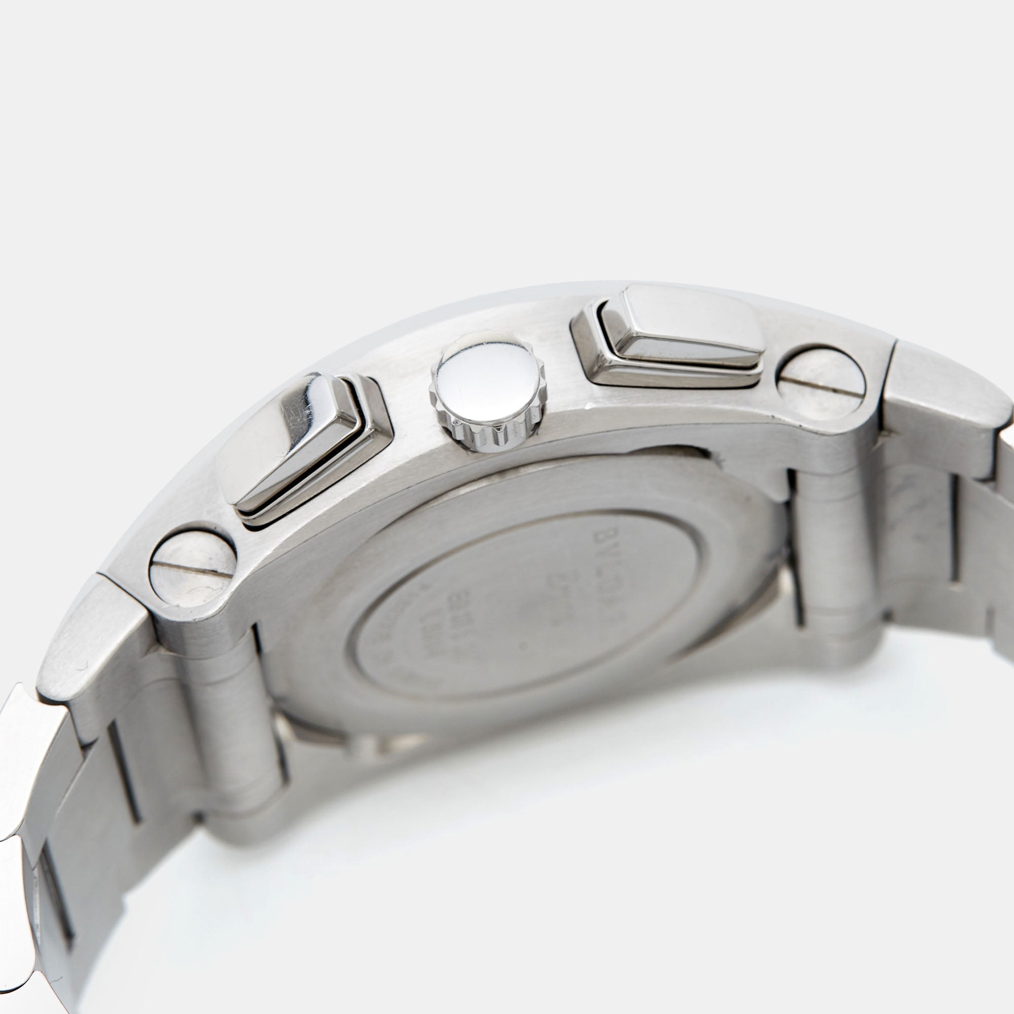 BVLGARI Silver Stainless Steel Ergon EG 35 S CH Men's Wristwatch 35 mm