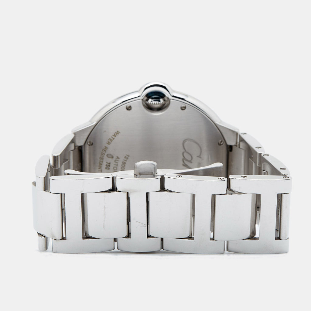 CARTIER Silver 18K White Gold Diamond Ballon Bleu WE9009Z3 Men's Wristwatch 42 mm