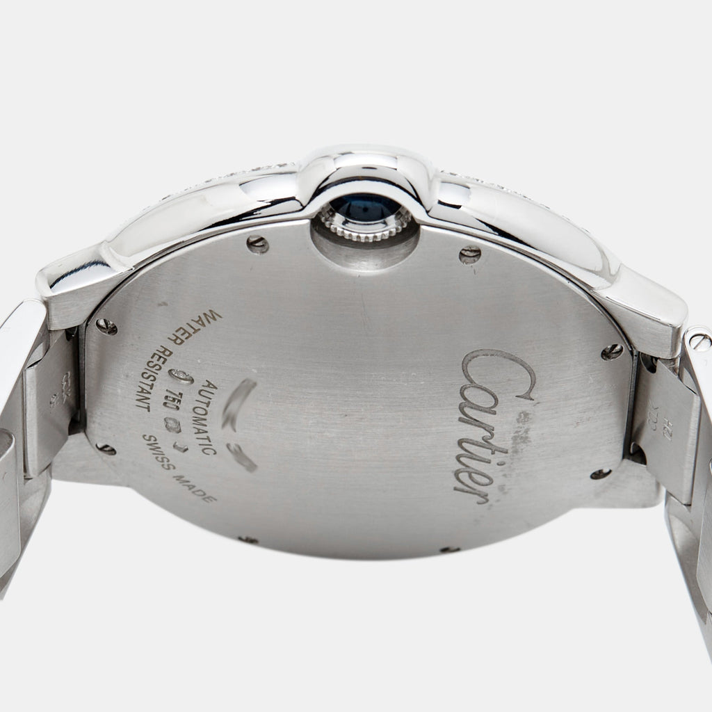 CARTIER Silver 18K White Gold Diamond Ballon Bleu WE9009Z3 Men's Wristwatch 42 mm