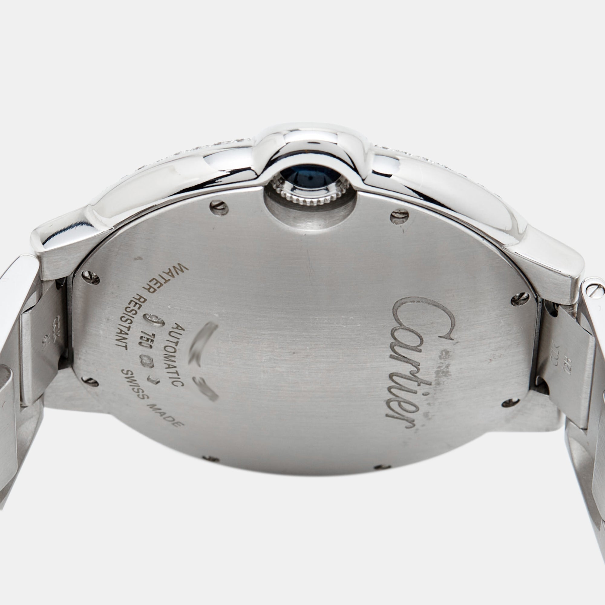 CARTIER Silver 18K White Gold Diamond Ballon Bleu WE9009Z3 Men's Wristwatch 42 mm