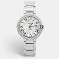 CARTIER Silver 18K White Gold Diamond Ballon Bleu WE9009Z3 Men's Wristwatch 42 mm