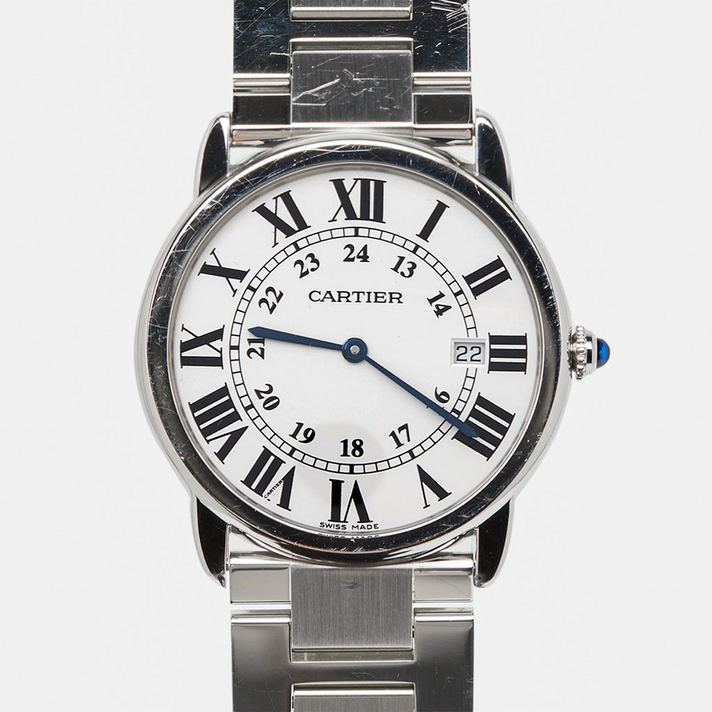 CARTIER Silver Stainless Steel Ronde Solo 3603 Men's Wristwatch 36 mm