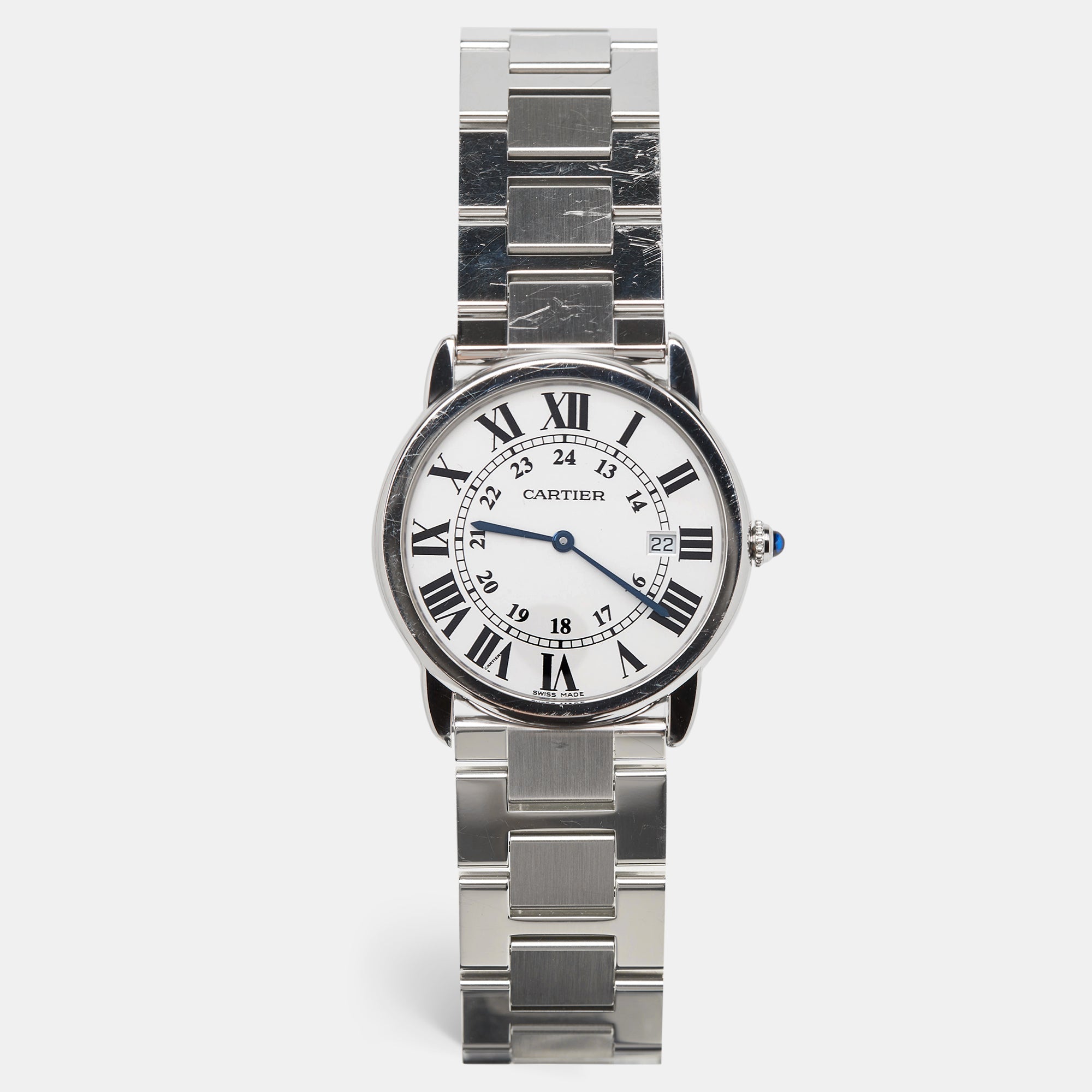 CARTIER Silver Stainless Steel Ronde Solo 3603 Men's Wristwatch 36 mm