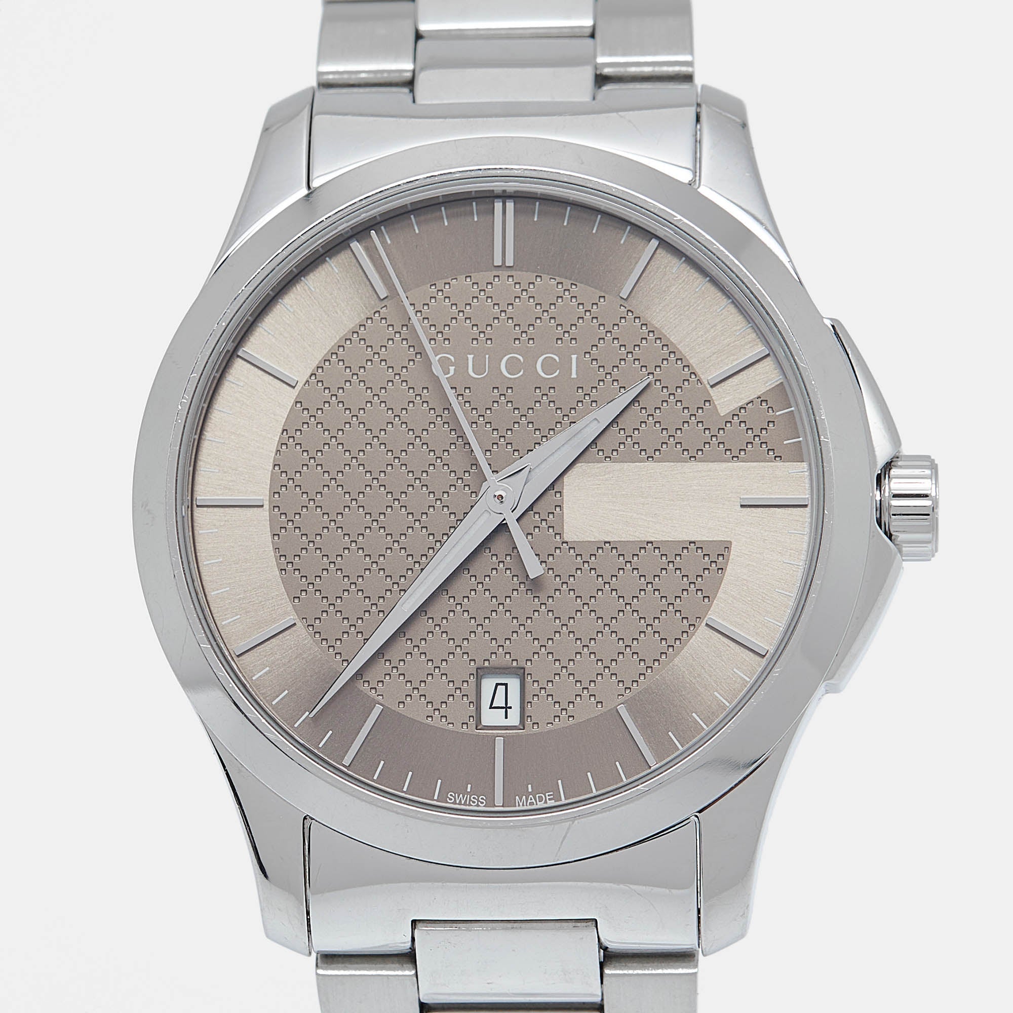 GUCCI Brown Stainless Steel G-Timeless YA126445 Men's Wristwatch 38 mm