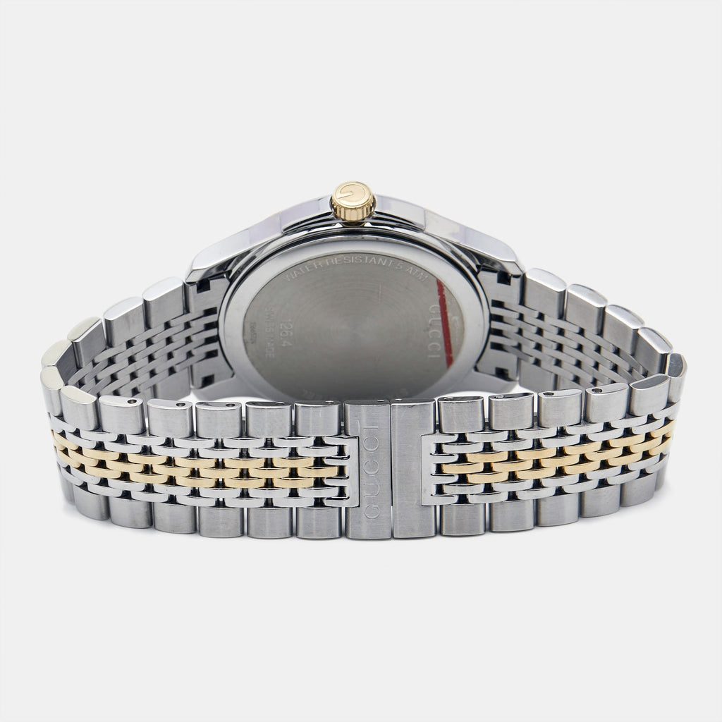 GUCCI Silver Two-Tone Stainless Steel G-Timeless YA126409 Unisex Wristwatch 38 mm