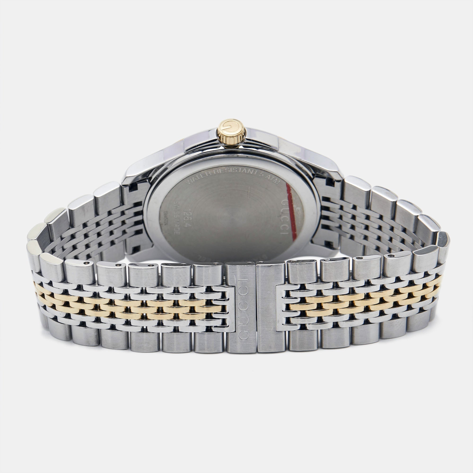 GUCCI Silver Two-Tone Stainless Steel G-Timeless YA126409 Unisex Wristwatch 38 mm