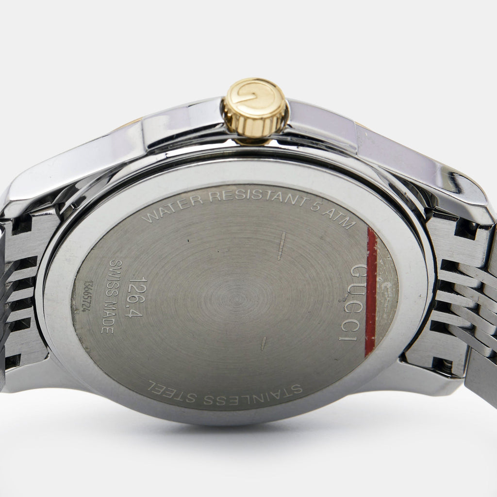 GUCCI Silver Two-Tone Stainless Steel G-Timeless YA126409 Unisex Wristwatch 38 mm