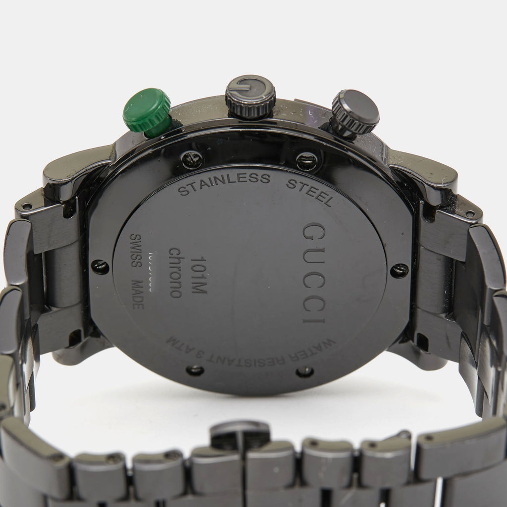 GUCCI Black PVD Coated Stainless Steel G-Chrono YA101331 Men's Wristwatch 44 mm