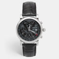 MONTBLANC Black Stainless Steel Embossed Leather Star 102135 Men's Wristwatch 42 mm