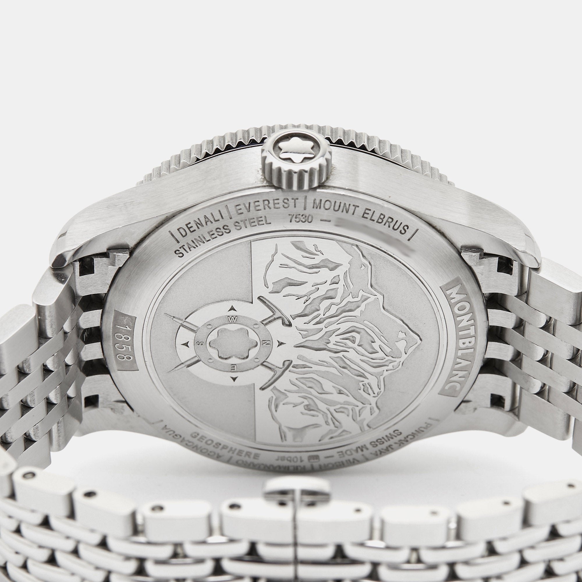 MONTBLANC Black Stainless Steel Geosphere 125872 Men's Wristwatch 42 mm