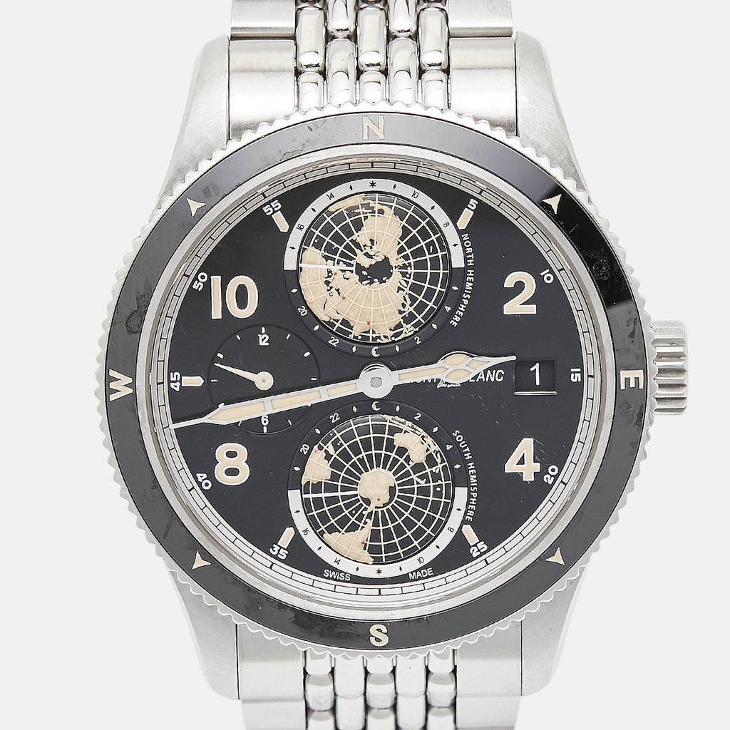 MONTBLANC Black Stainless Steel Geosphere 125872 Men's Wristwatch 42 mm
