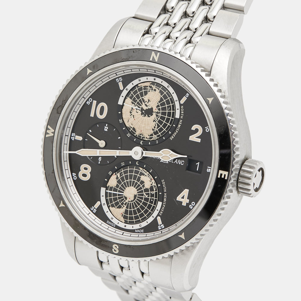 MONTBLANC Black Stainless Steel Geosphere 125872 Men's Wristwatch 42 mm