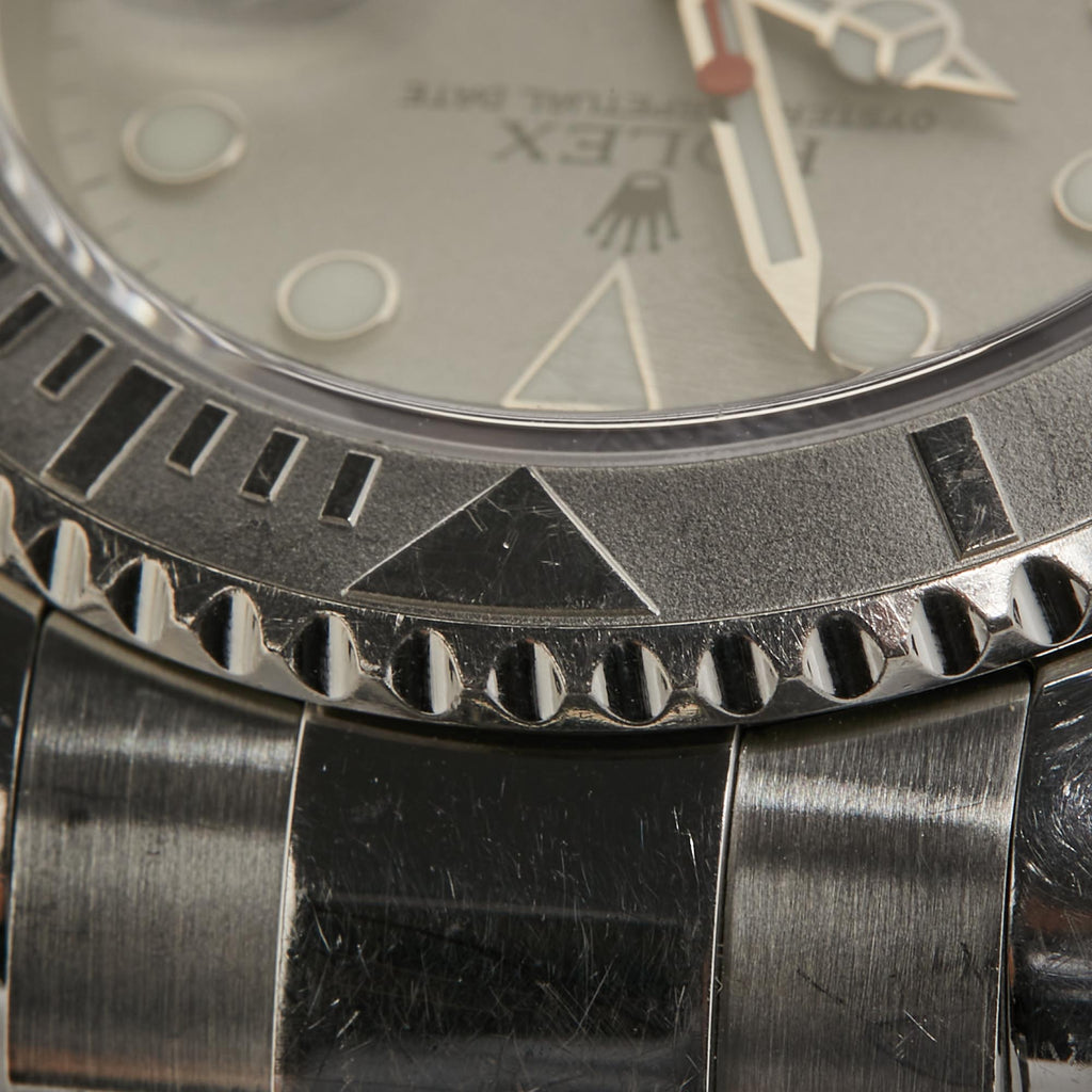 ROLEX Silver Platinum Stainless Steel Yacht-Master 16622 Men's Wristwatch 40 mm