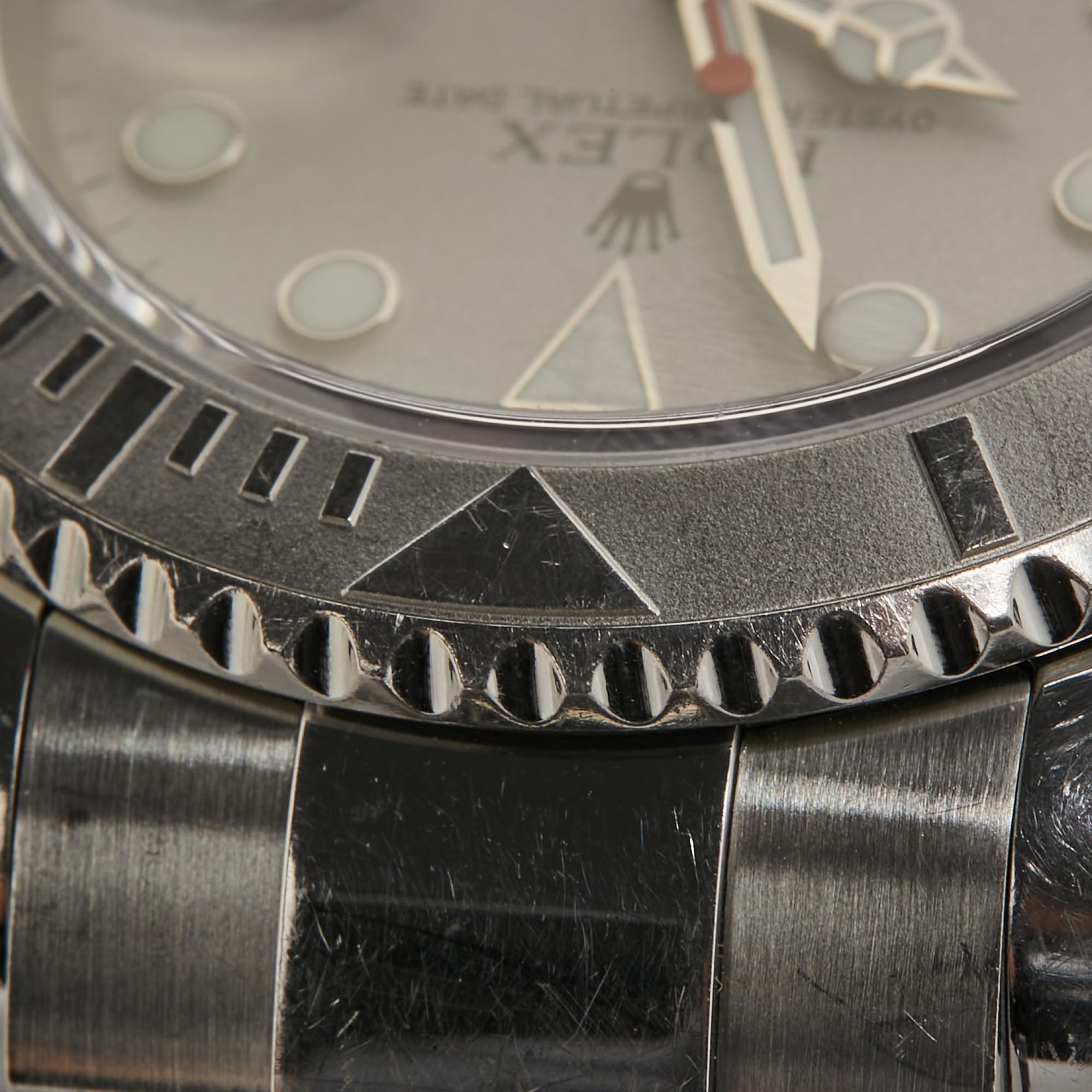 ROLEX Silver Platinum Stainless Steel Yacht-Master 16622 Men's Wristwatch 40 mm