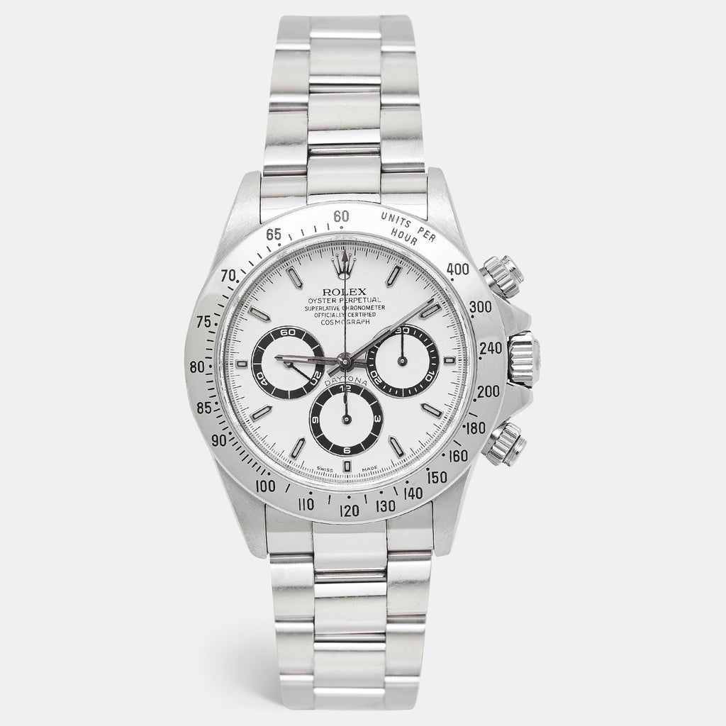 ROLEX White Stainless Steel Cosmograph Daytona 16520 Men's Wristwatch 40 mm