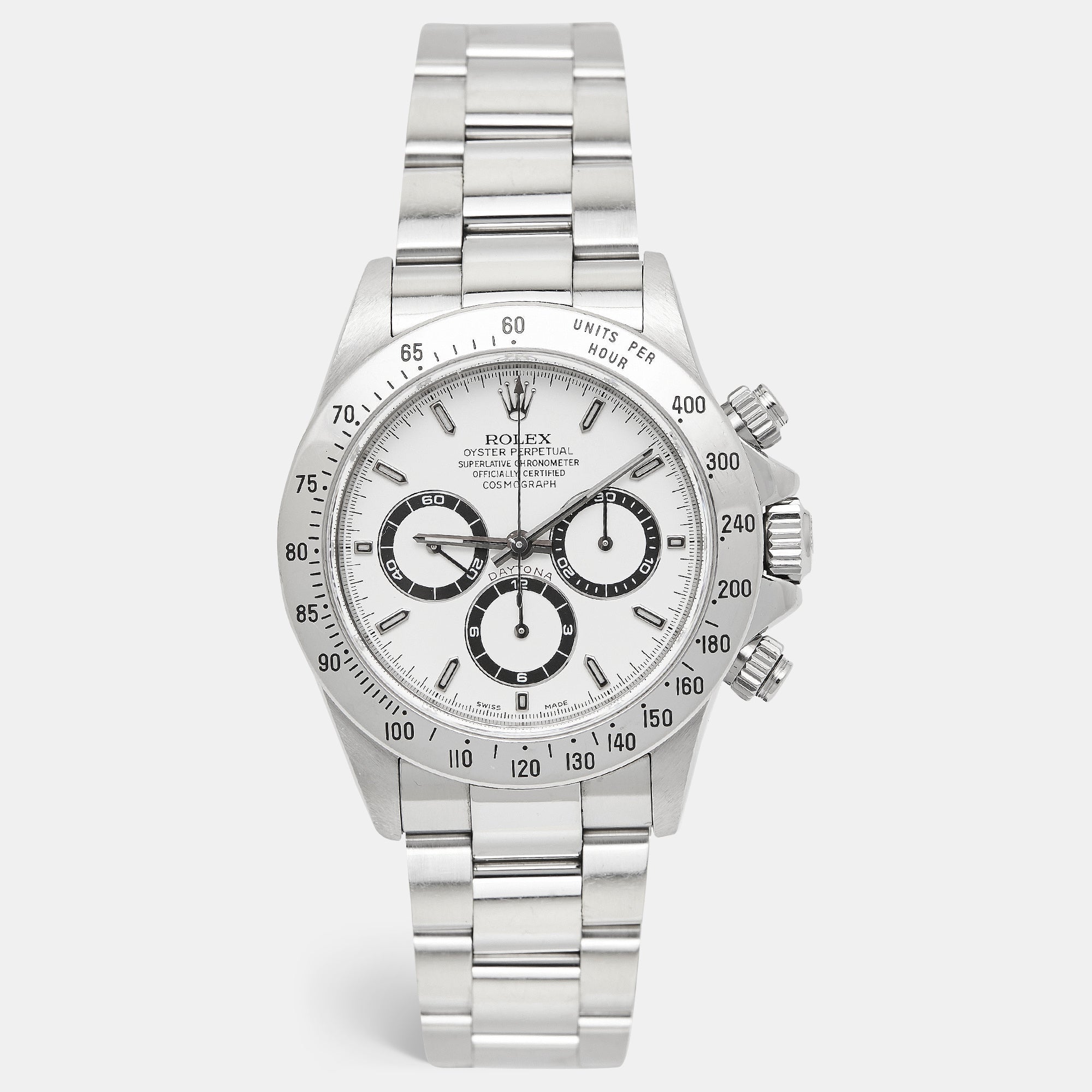 ROLEX White Stainless Steel Cosmograph Daytona 16520 Men's Wristwatch 40 mm