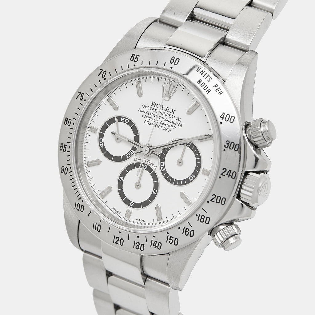 ROLEX White Stainless Steel Cosmograph Daytona 16520 Men's Wristwatch 40 mm