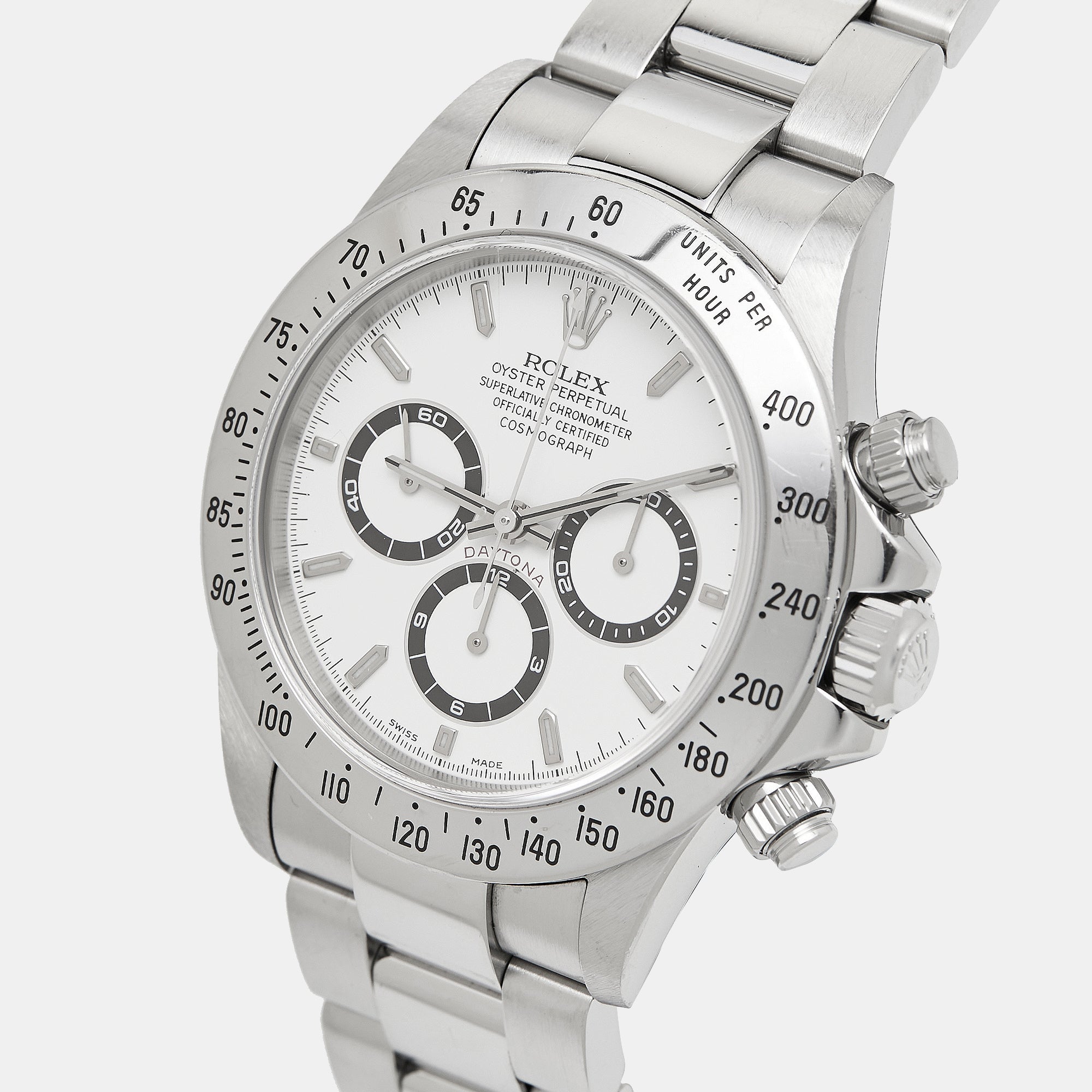 ROLEX White Stainless Steel Cosmograph Daytona 16520 Men's Wristwatch 40 mm