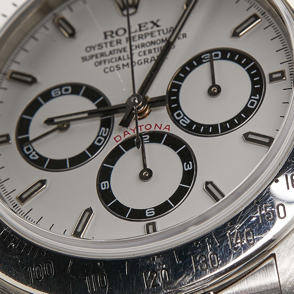 ROLEX White Stainless Steel Cosmograph Daytona 16520 Men's Wristwatch 40 mm