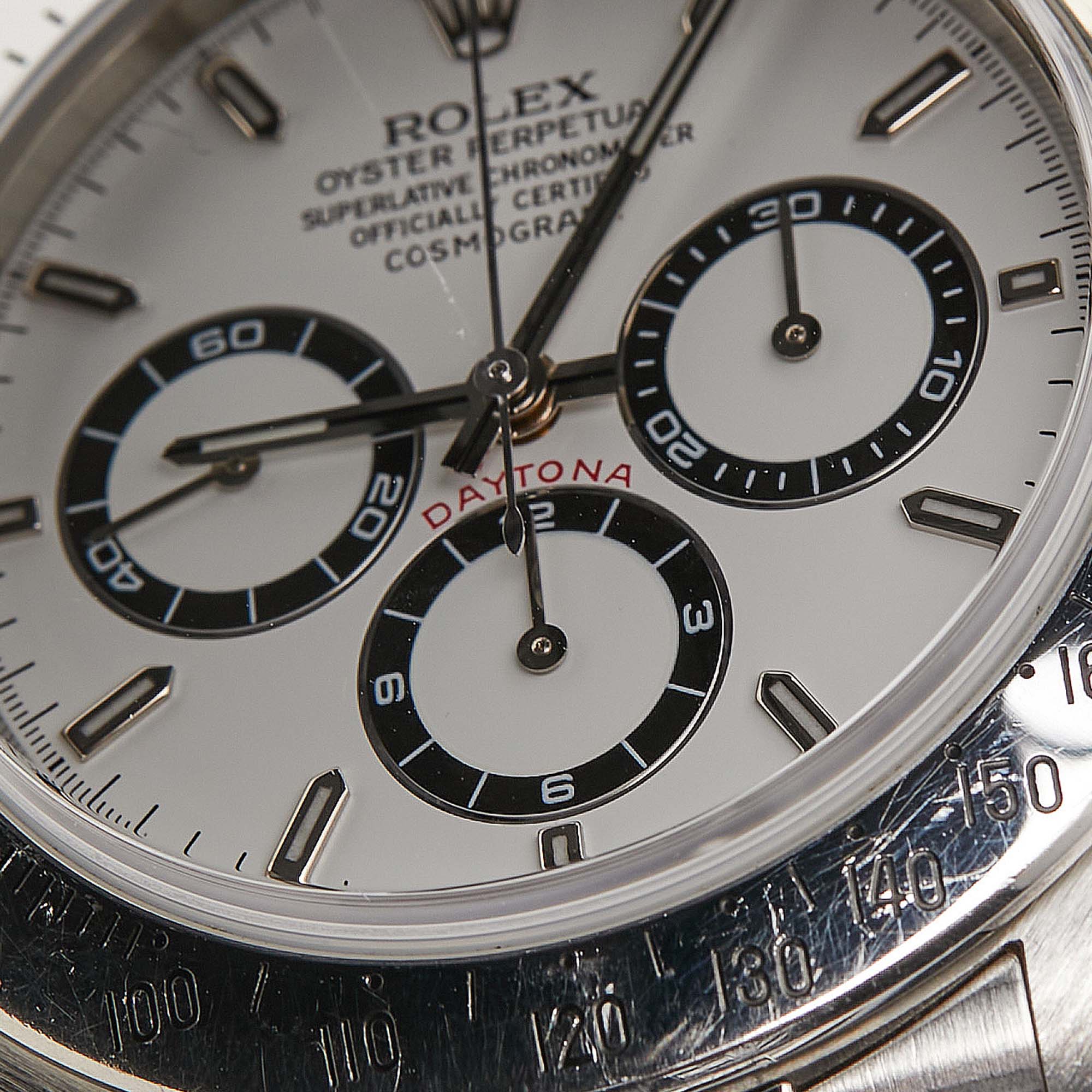 ROLEX White Stainless Steel Cosmograph Daytona 16520 Men's Wristwatch 40 mm