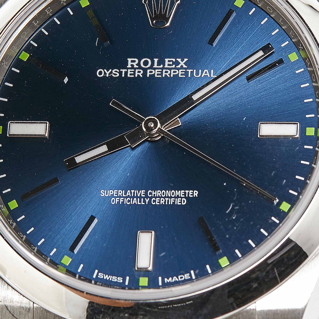 ROLEX Blue Oystersteel Oyster Perpetual M114300-0003 Men's Wristwatch 39 mm